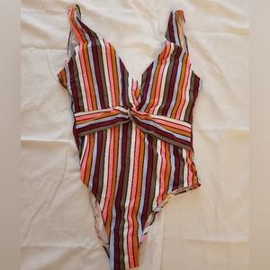 NWOT - One Piece Women's Striped Bathing Suit - sz Medium.